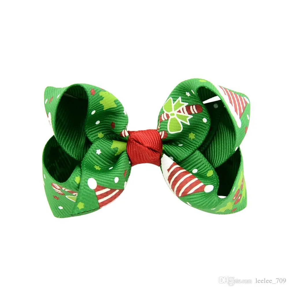 Christmas Baby Girls Hair Clips 3 pouces Grosgrain Ribbon Bows With Clips Childrens XTMAS ACCESSOIRES DE COURT