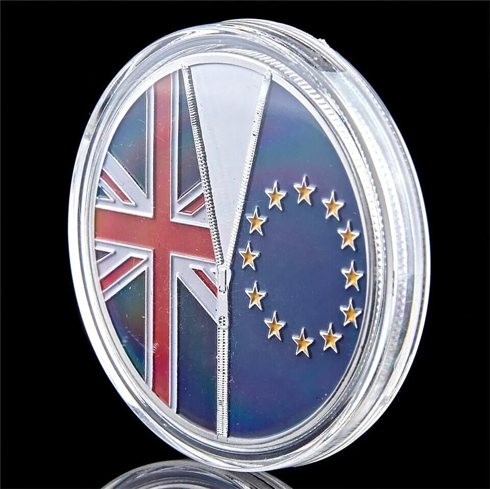 5 sztuk 2016 Brexit Badge Anglia Wyjście z Unii Europejskiej posrebrzane Elizabeth 40 x 3mm Moneta dekoracji