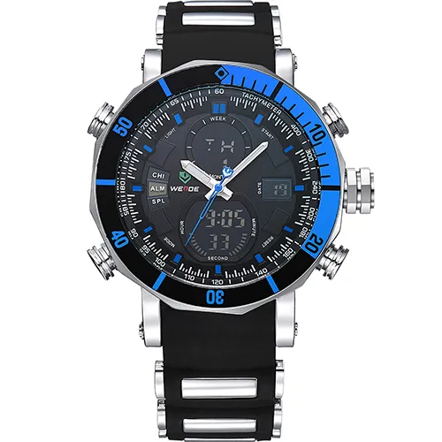 WEIDE hommes haut de gamme marque hommes montres montre à Quartz analogique étanche sport armée militaire Silicone Bracelet montre-Bracelet Clock295t