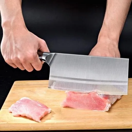 8Inch rostfritt stål köttkleare kinesisk kock lnife slaktare hackare grönsaksskär kök lnife med färg trähandtag264g