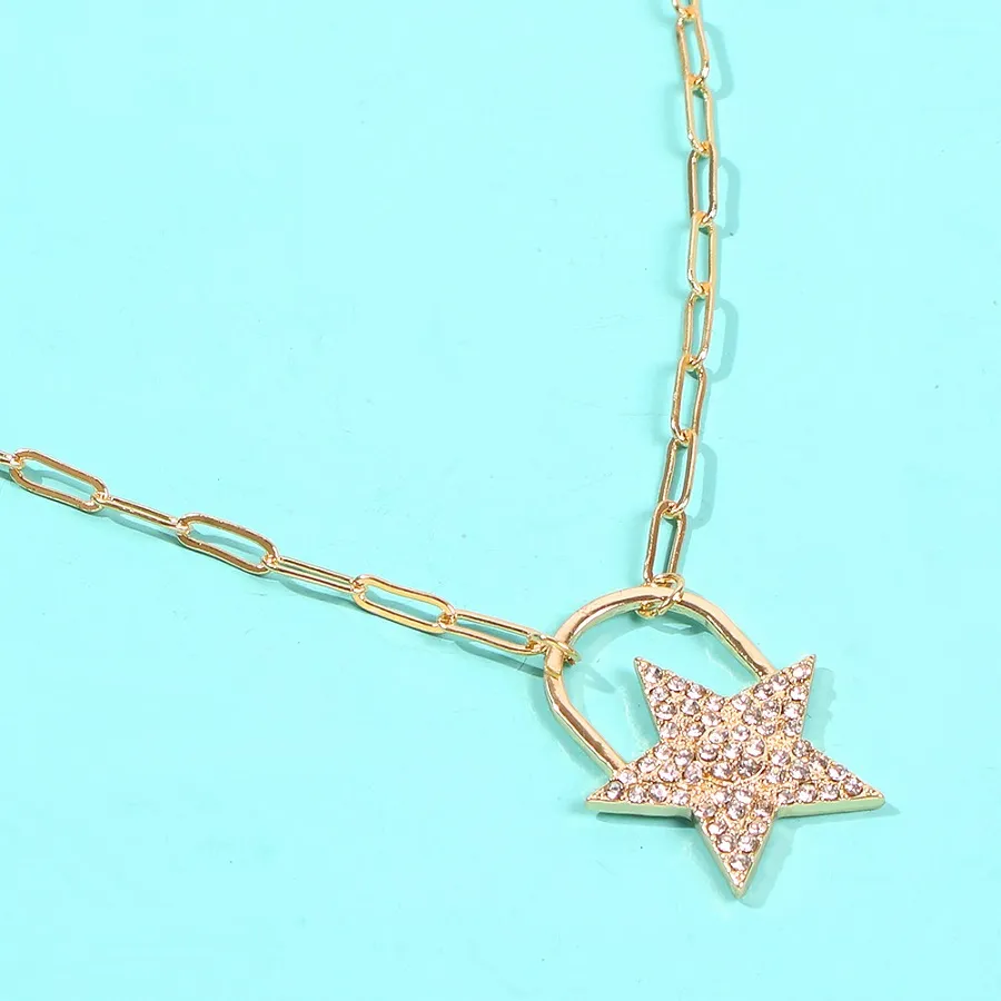 New ins fashion luxury cute lovely diamond star pendant choker statement designer necklace for women girls245Q