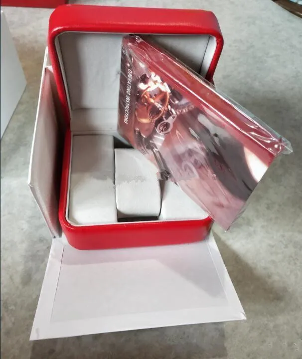 2020 Luxe nieuwe vierkante rode voor O M doos horloge boekje kaart tags en papieren in Engelse horloges rode doos originele innerlijke buitenste mannen Wris244Y