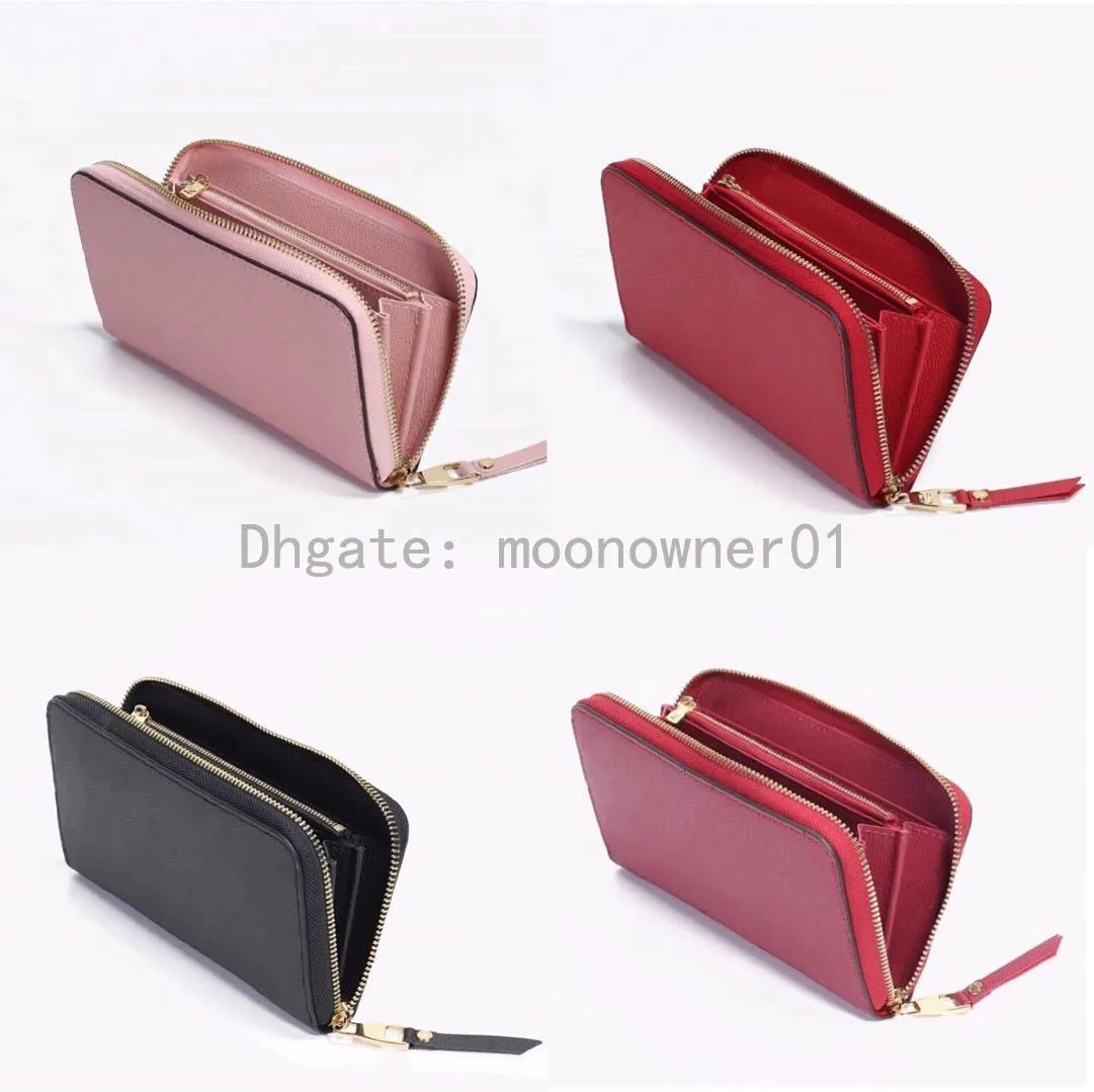 Toppkvalitet original läderdesigner plånbok för kvinnor mode läder långa handväska pengar väska dragkedja påse myntpocket anteckning designer292a