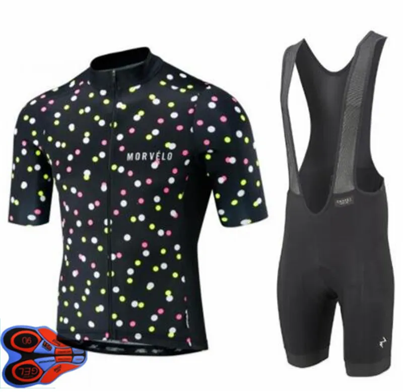 Morvelo, camiseta de ciclismo de manga corta de alta calidad y pantalones cortos con pechera, conjunto de ropa de bicicleta ajustada para carreras de equipo profesional, almohadilla de gel 9D278q