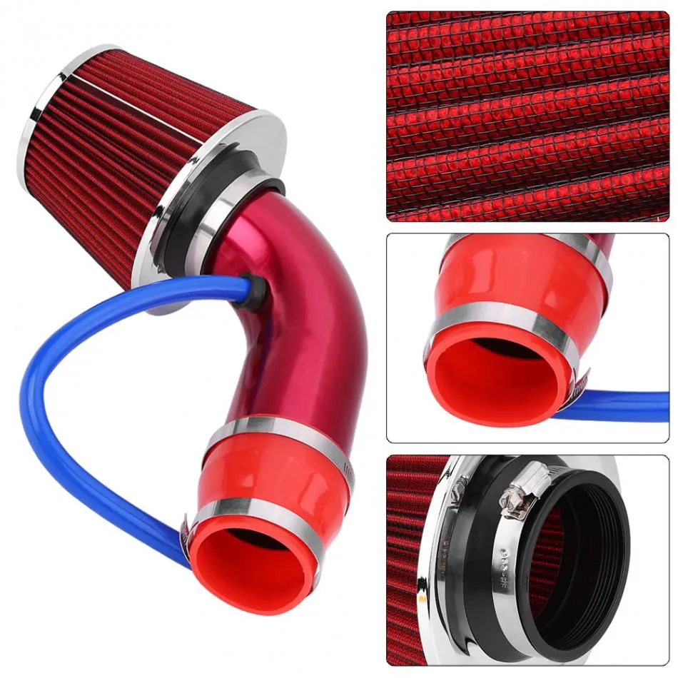 Black Car Engine Intake Pipe Air Filter Mushroom Head Productivity 76Mm Inlet Air Filter 160mm High Flow High Cold Air Cone