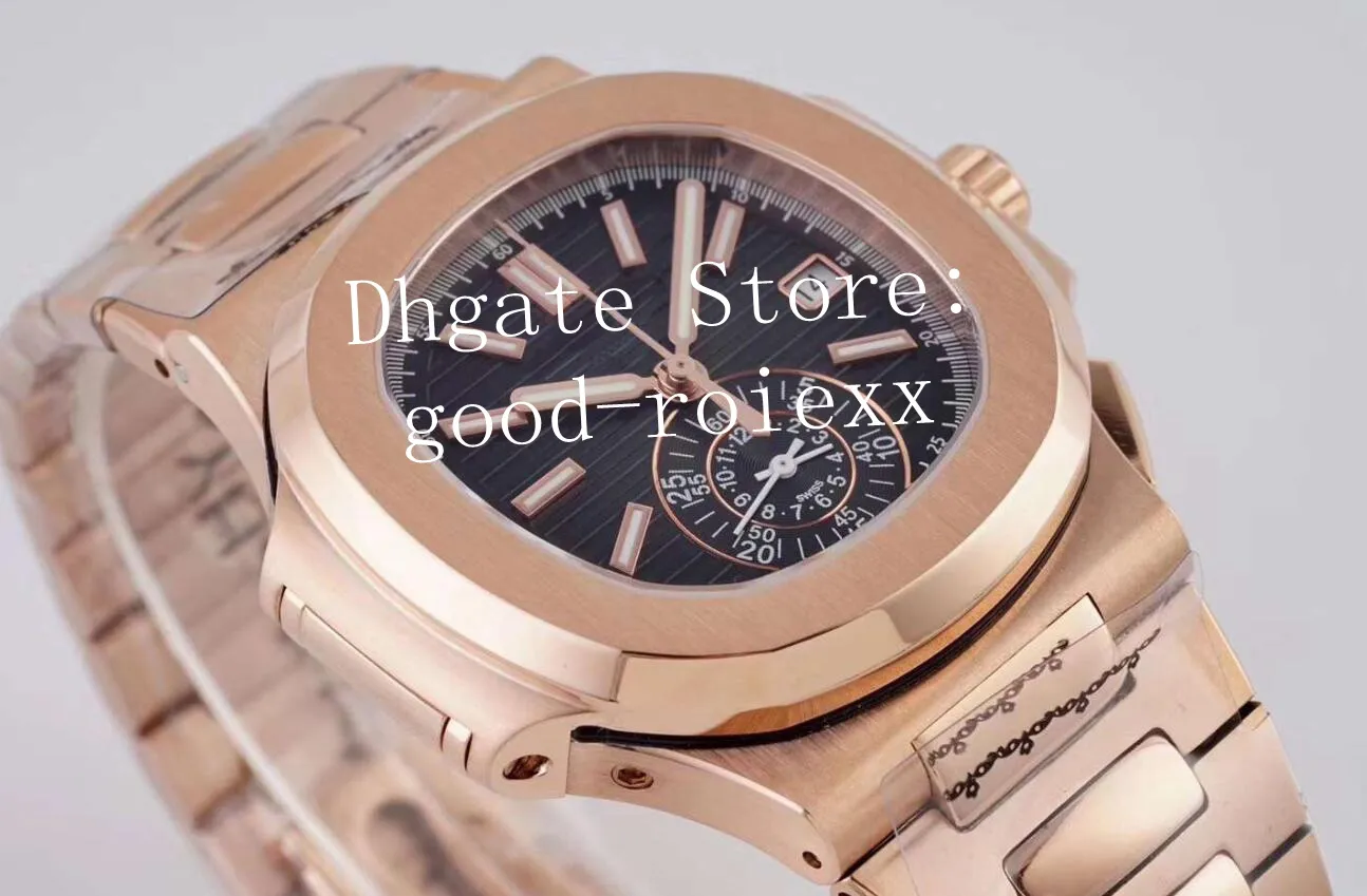 Luxury Rose Gold Watches Men's Automatic Chronograph Movement Watch Men Cal 28520 Complications Date 5980 Eta Sport Black Dia3030