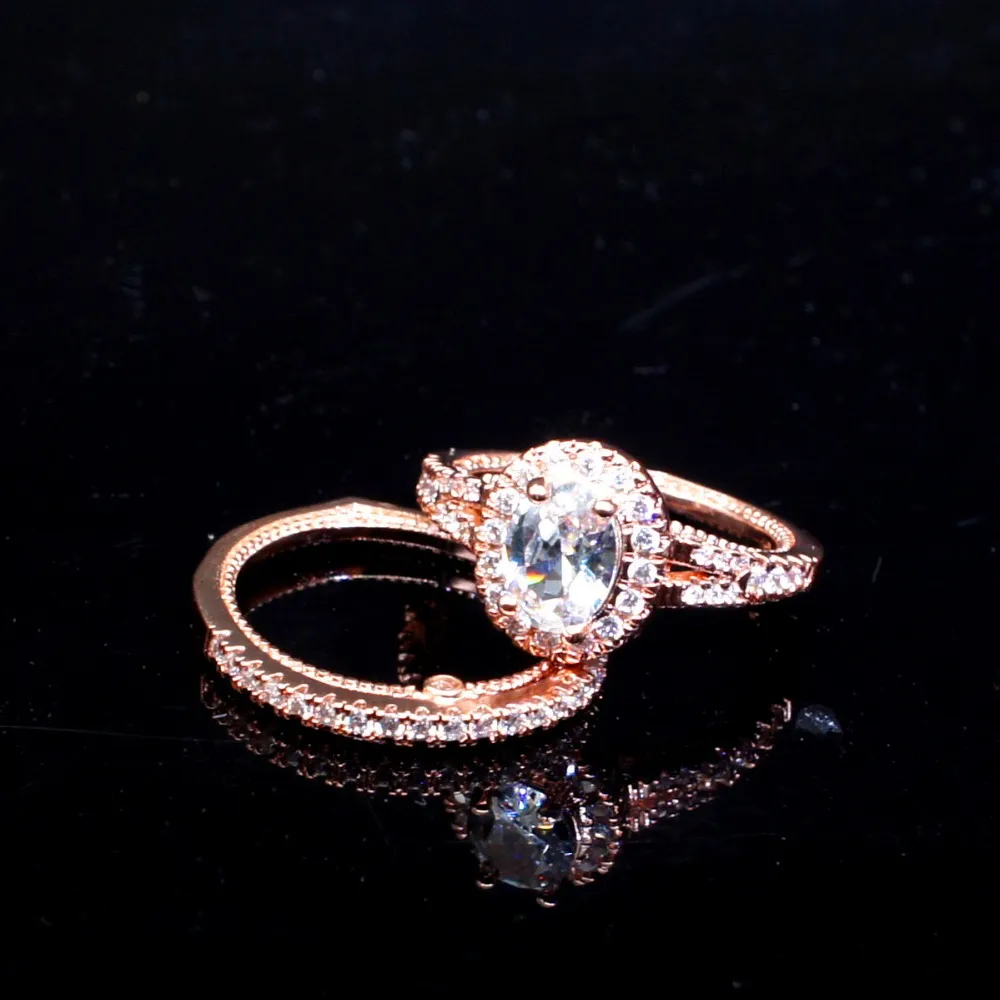 Ensemble de bagues rondes en diamant pour femmes, marque de luxe, bague de fiançailles en argent 925, bagues de mariage Vintage pour femmes, 295z