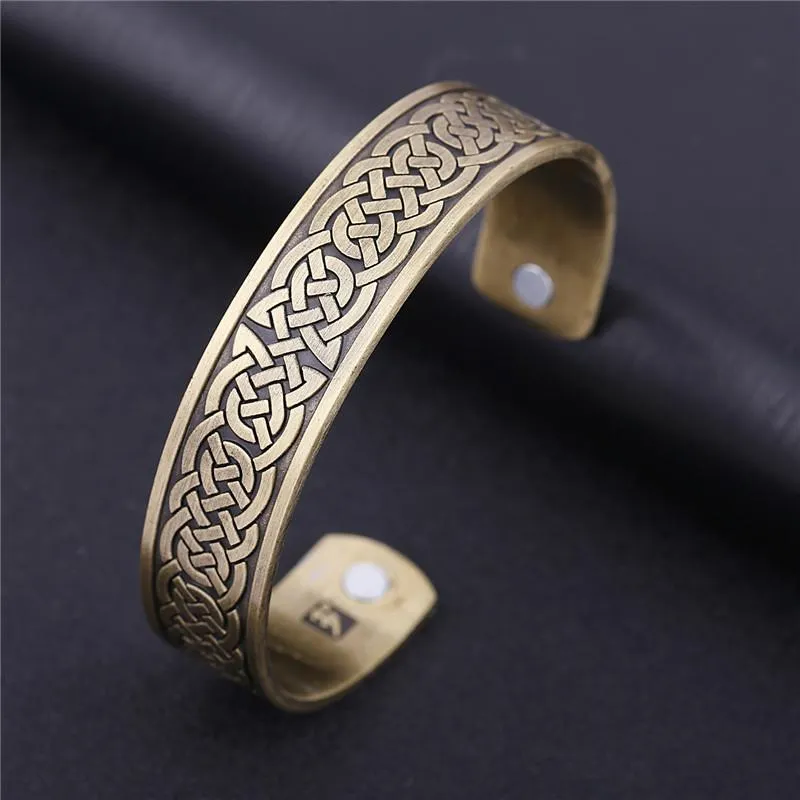 GX014 Şanslı Knot Tasarım Dini Desen Bangles Açık uçlu manşet viking tarzı muska bilezik manyetik sağlık mücevherleri223c