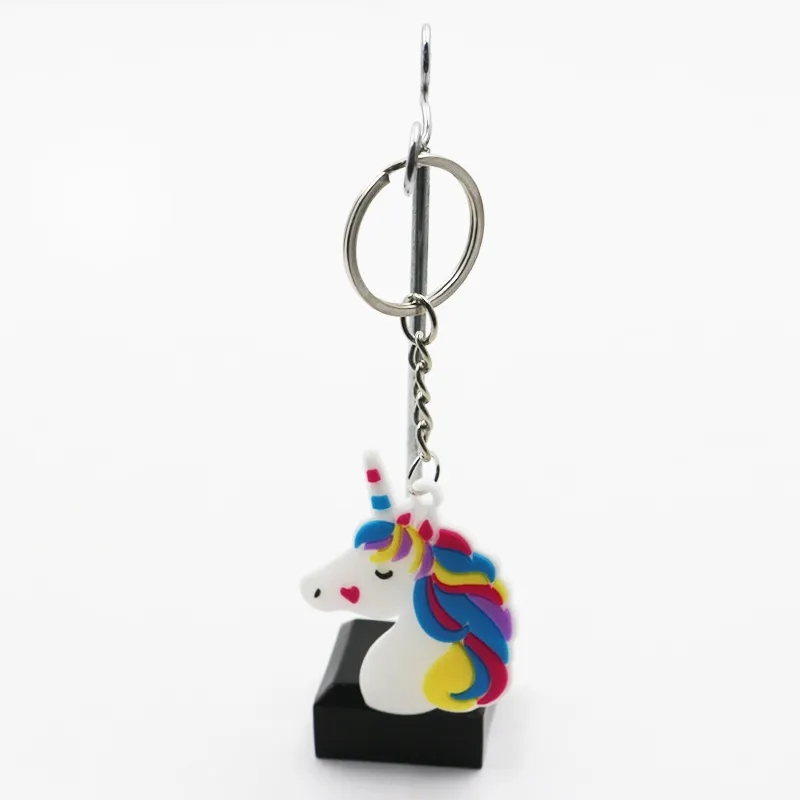 Dessin animé Licorne Porte-clés Porte-clés Mignon Animal Cheval Poney Conception PVC Porte-clés Filles Femmes Sac Charme Porte-clés Pendentif Mode Bijoux Cadeau