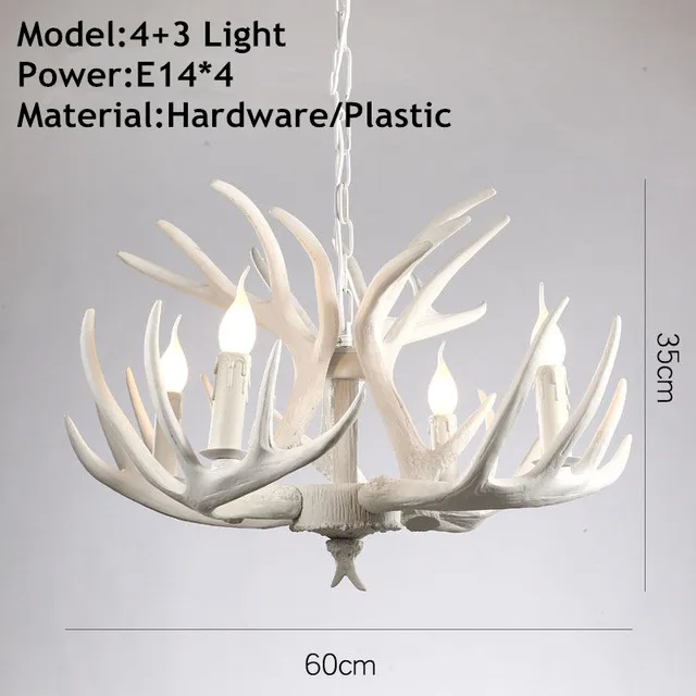 Antlers reçine avize lambası modern beyaz boynuz avize parlaklık avizeleri e14 vintage ışıklar yenilik aydınlatma led ışıkları288z