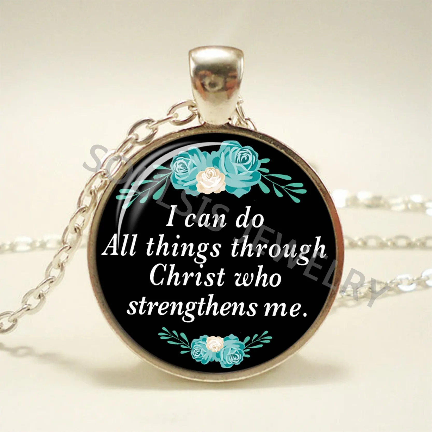 Versets bibliques Glass Dome Pendant Collier Dieu