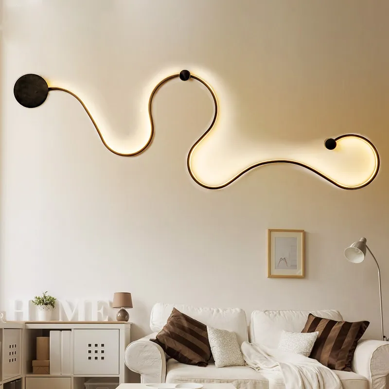 LED lampes murales serpent moderne minimaliste créatif courbe lumières créative acrylique lampe nordique ceinture applique pour Dec324y