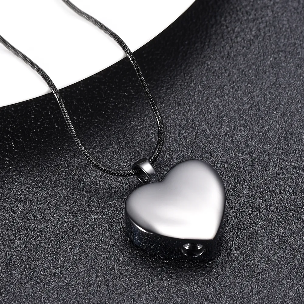 IJD10002 Black Color Human Foot Engraving Heart Cremation Pendant Hold Loved Ones Ashes Stainless Steel Jewelry Funeral Casket283C
