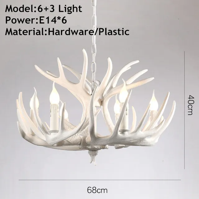 Antlers reçine avize lambası modern beyaz boynuz avize parlaklık avizeleri e14 vintage ışıklar yenilik aydınlatma led ışıkları288z