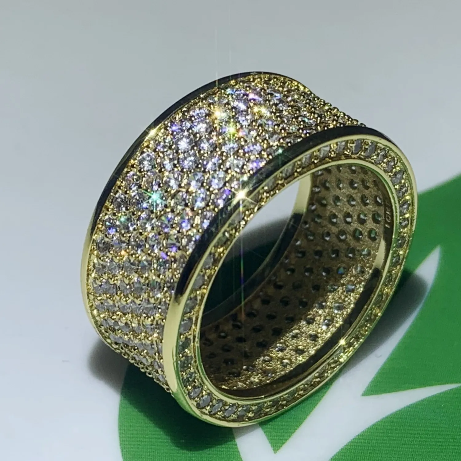 Choucong sprankelende luxe sieraden 10KT witgoud vulling pave micro saffier CZ diamanten edelstenen bruiloft cirkel band ring 215Z