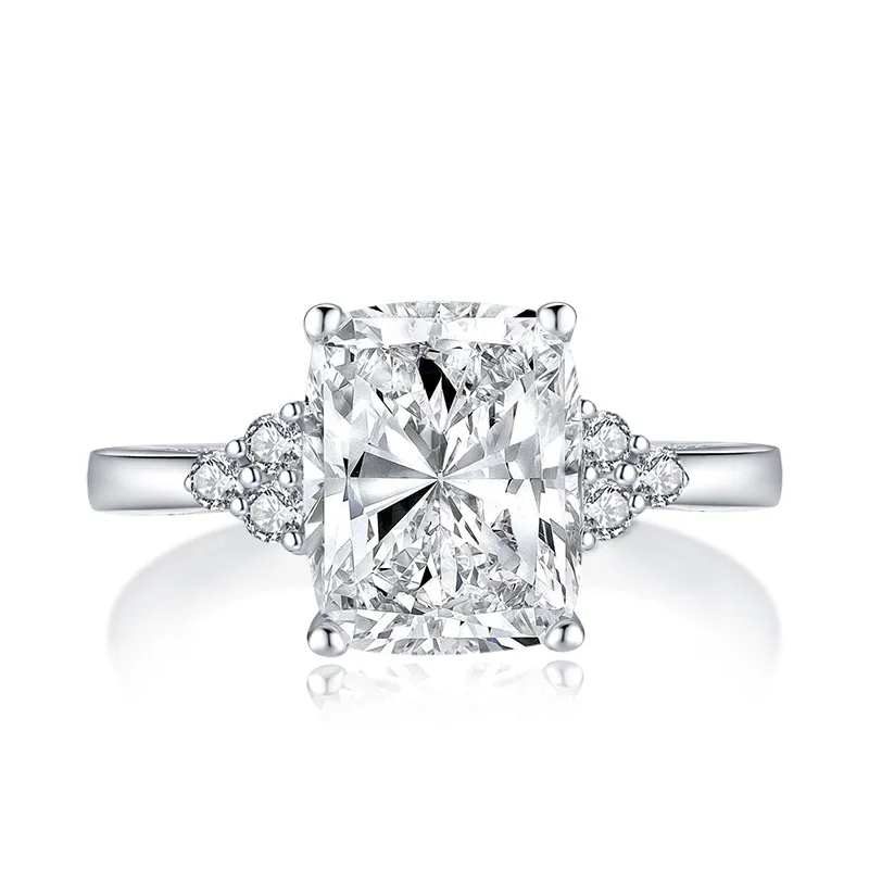 AINUOSHI Anillo de compromiso clásico de plata de ley 925 de 4,0 quilates con talla cojín, anillo de plata de boda con diamantes de imitación, regalos de joyería Y20288N
