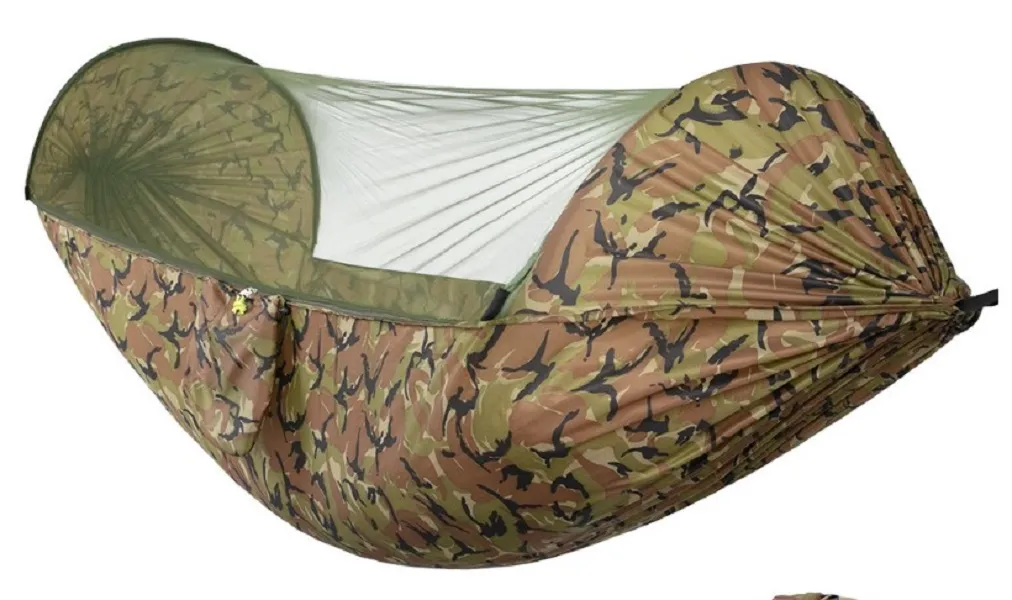 2020 Mode Hangmatten Nieuw Type Automatische Snelle Opening Klamboe Hangmat Outdoor Dubbele Camping Parachute Doek Nylon 253e