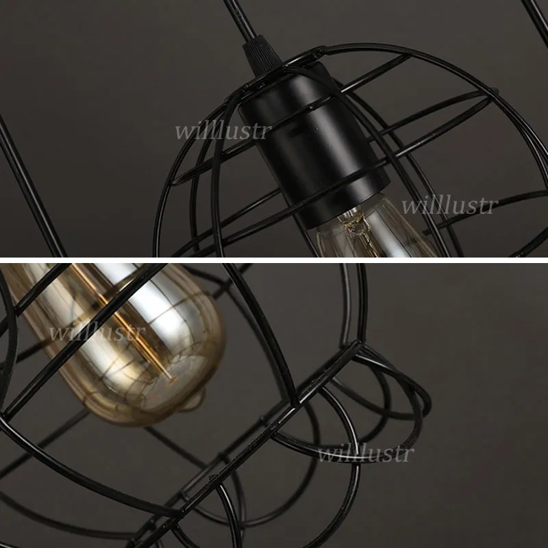 Rétro fer Suspension lampe Vintage Cage Suspension lumière bureau Bar el Loft balcon cour porche industriel suspendu Chandelier282A