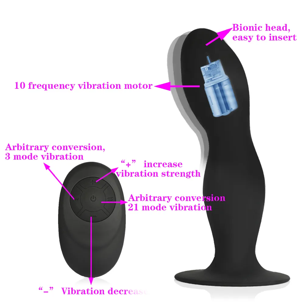 Wireless Remote Dildo Vibrator For Men Anal Plug Prostate Massager Suction Cup Stimulator Adult Sex Toys Man Masturbator Remote Y28283907