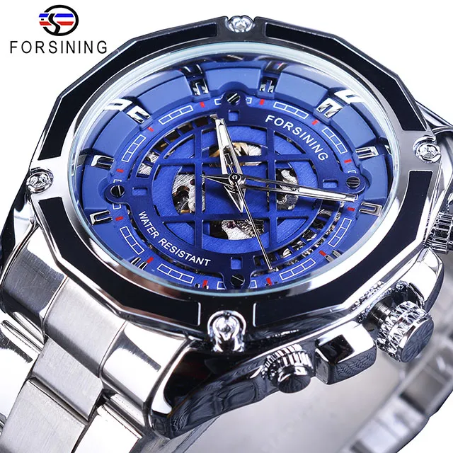 Forsining 3D Transparent Design Gold Edelstahl Herren Automatische Skeleton Uhr Top Marke Luxus Männlichen Uhr Montre Homme189t