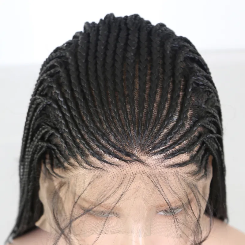 Pelucas trenzadas con trenzas de caja larga, peluca resistente al calor, peluca con malla frontal sintética sin pegamento para mujeres con pelo de bebé, pelucas de Cosplay 1978187