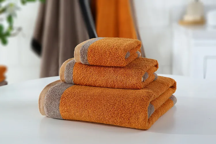 Ensemble de serviettes de bain en coton gris foncé, 3 pièces, grande et épaisse, pour salle de bain, douche, visage, maison, pour adultes et enfants, 260p