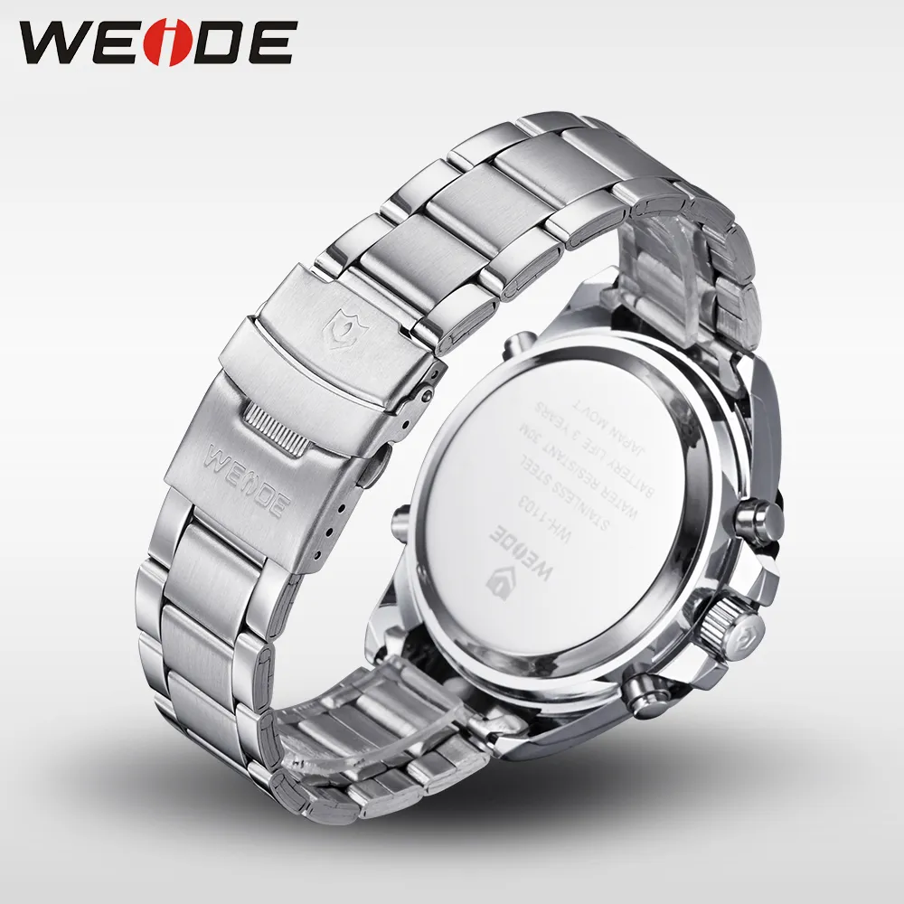 WEIDE Zilver Roestvrij Stalen Bracelect Heren Waterdichte Analoge Digitale Auto Datum Quartz Horloges Mannelijke Topmerk Zakelijke Watches266k