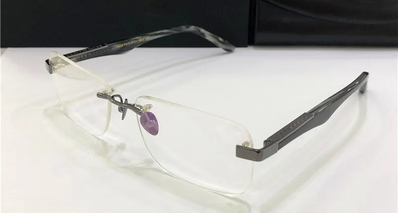 ファッション処方眼鏡アーティストI Rimless Frame透明な脚光学メガネ透明レンズM314Rのシンプルなビジネススタイル