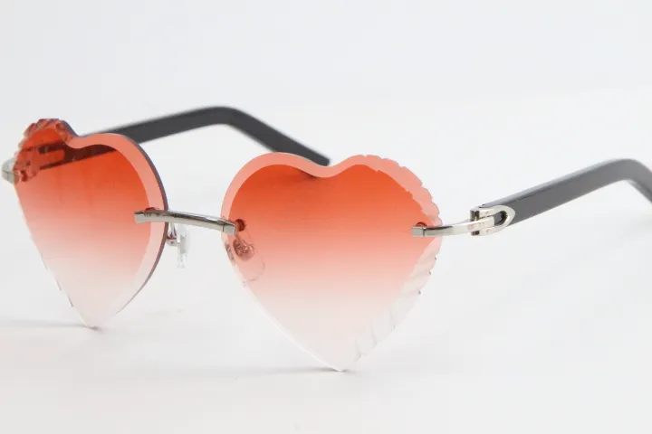 Venta de gafas de sol con lentes de corazón UV400 de tablón blanco de mármol sin montura Adumbral 3524012 Lentes degradadas Marcos transparentes con sol transparente 260t