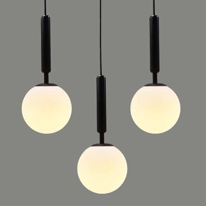lampe suspendue en verre créatif 15 20 25 30cm à balle blanche Shade Light Gold Black Bedroom Restaurant Bar173d