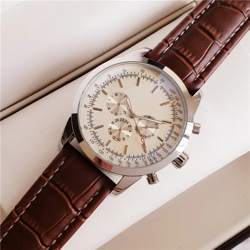 Luxe herenhorloges Mechanisch automatisch uurwerk Hoge kwaliteit Alle wijzerplaat werkt Designer horloge Lederen band Cadeau voor mannen Watch2647