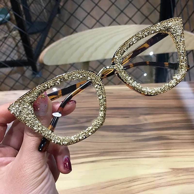 Estrutura de óculos de gato vintage Estrutura de marca feminina Retro Gafas de Sol Prata Gold Plain Eye Glasses Gafas óculos 2422