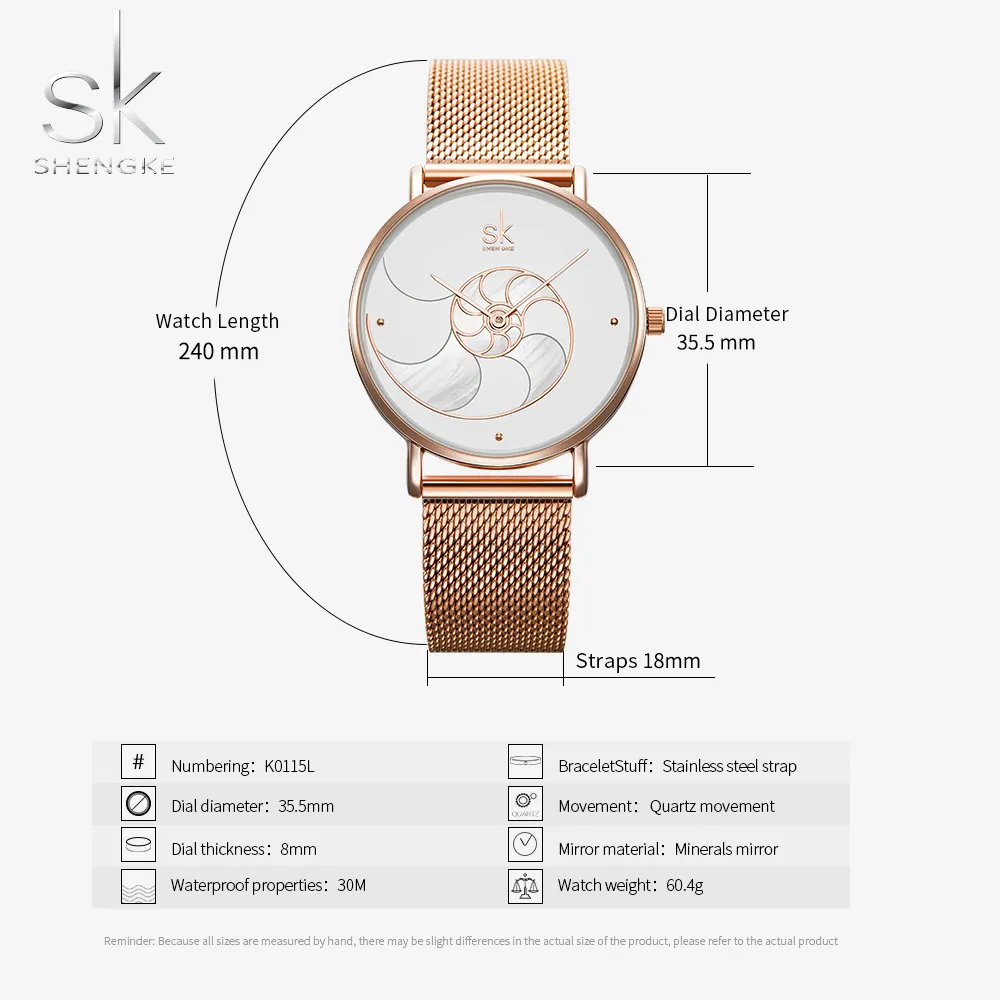 Shengke Women Fashion Quartz Quartz Watch Lady Mesh -watch -полоса высококачественная повседневные водонепроницаемые наручные часы для жены 2019228H