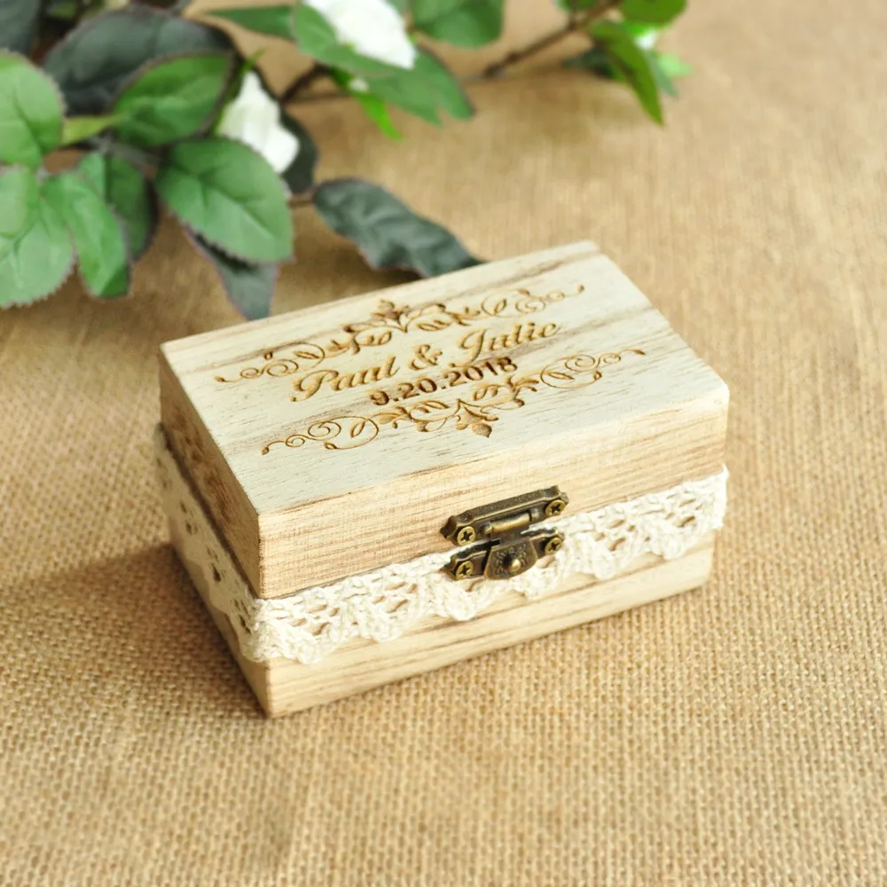 Custom Engraved Ring Box Wedding Ring Holder Box Personalized Wedding Ring Bearer Box C19021601260p