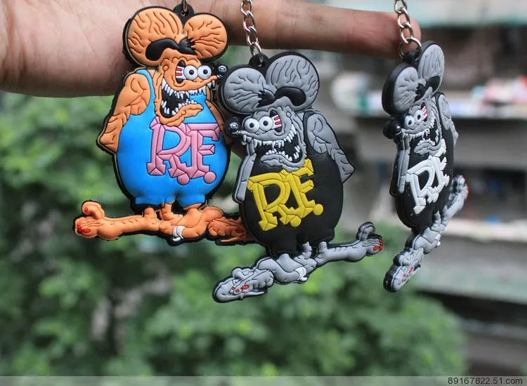 20st RF Ratfink Rat Fink Mouse PVC Plastic Keychains Keychain for Men Whole217Z