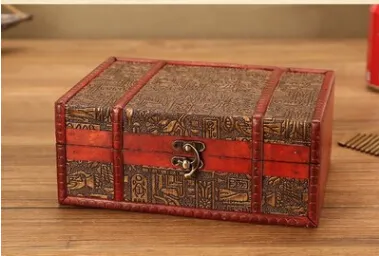Vintage metalowa blokada drewniane pudełka do przechowywania tradycyjne chińskie retro skarbowe klasyczne biżuterię biżuterii