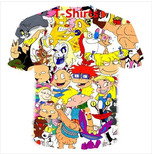 Nieuwste 3D Gedrukt T-shirt Cartoons Collage 80s Korte Mouw Zomer Casual Tops Tees Mode O-hals T-shirt Mannelijke DX010