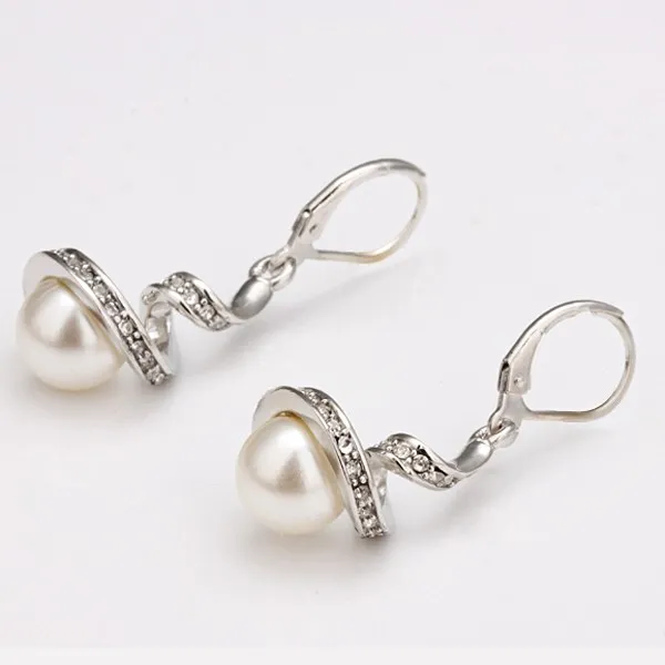 18K Roségold Platin -plattierte Quasten Frauen Pearl Dangle Drop Ohrringe echte österreichische Kristallmodeschmuck für Frauen220a