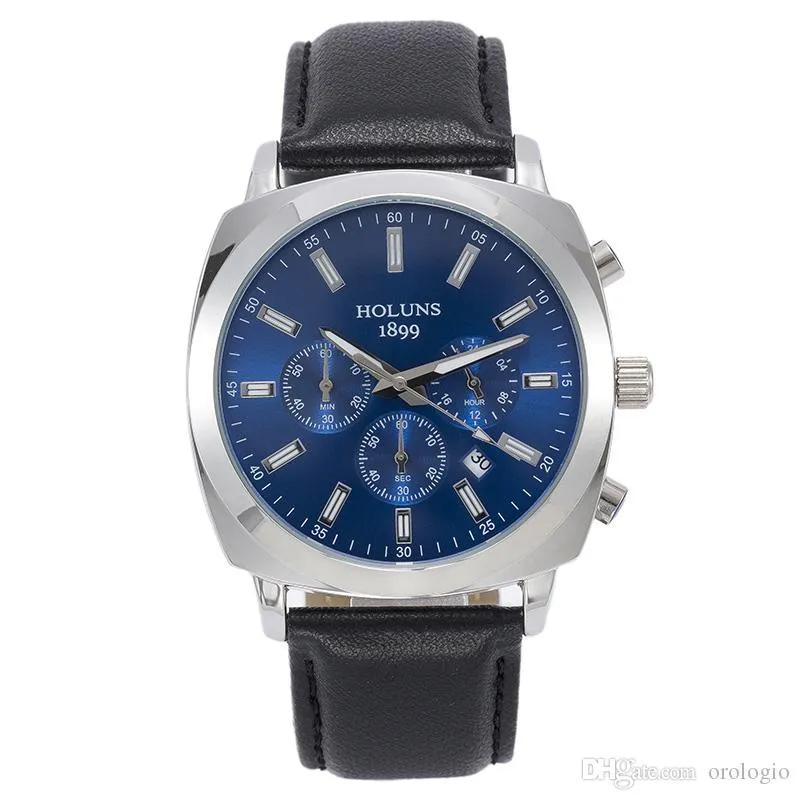 cwp montre de luxe hommes top marque HOLUNS véritable 50 m en cuir étanche hommes d'affaires décontracté mode montres à quartz montre homme 007 274L