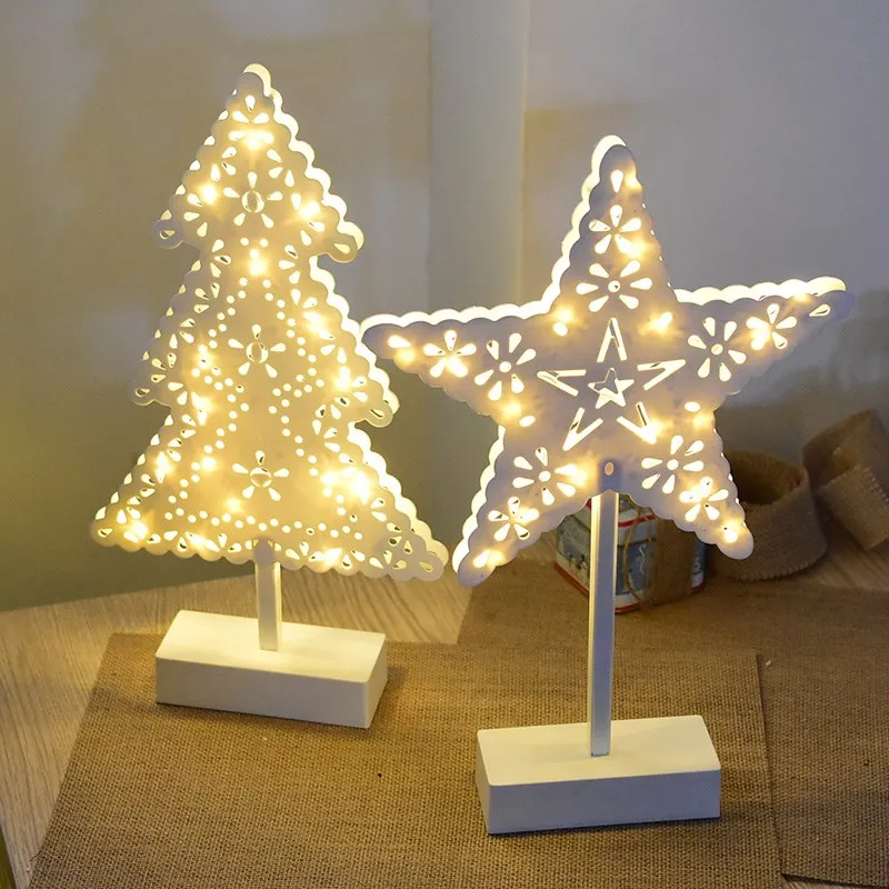 Kreative LED Stars Tischlampe Weihnachtsbaum Nacht Lampf Lampe für Heimfestival Hochzeitsdekor Nacht Lampe Batterie 266e