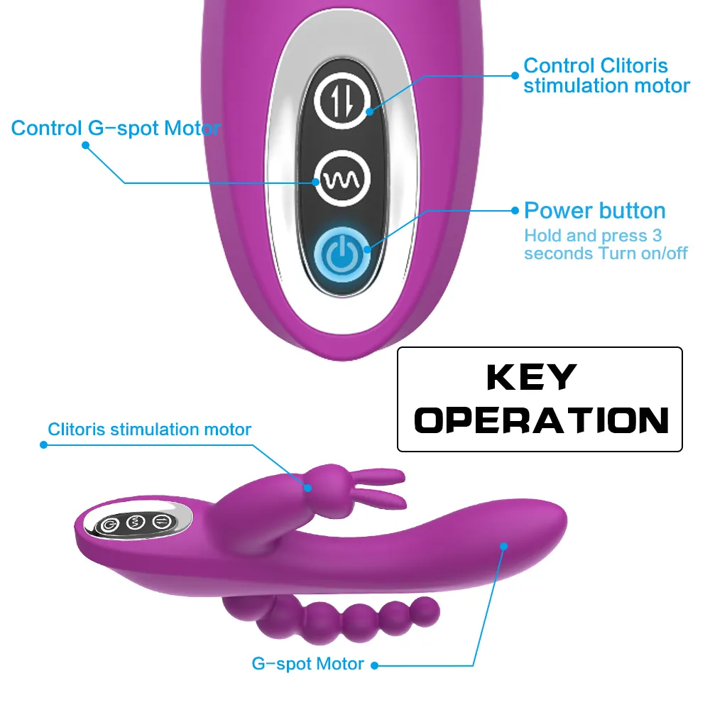 3 IN1 Rabbit Vibrator Sex Toys for Women Femme GSPOT Vagin Clitoris Stimulator anal Dildo Vibrator Femelle Adultes Produit pour les couples Y8641751