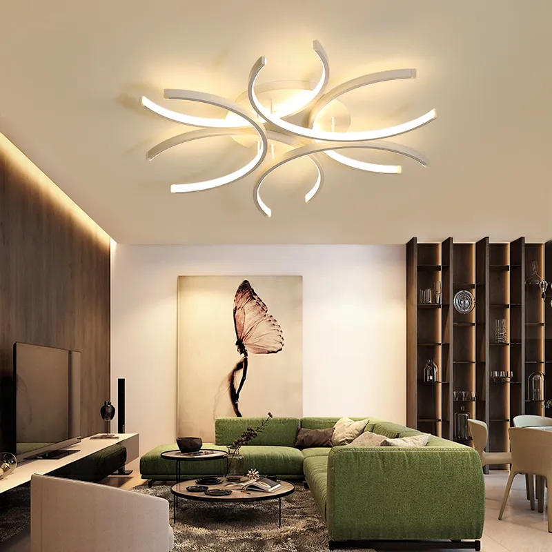 Modern 3C Led Ceiling Lights Aluminum Wave White surface mounted Lustre Avize Lighting 110V-220V for Bedroom Livingroom305b
