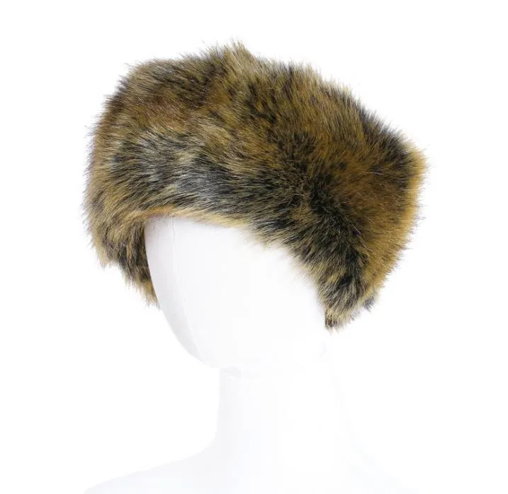 Womens Faux Fur Headband Luxury Adjustable Winter warm Black White Nature Girls Fur Earwarmer Earmuff Hats For Women335y