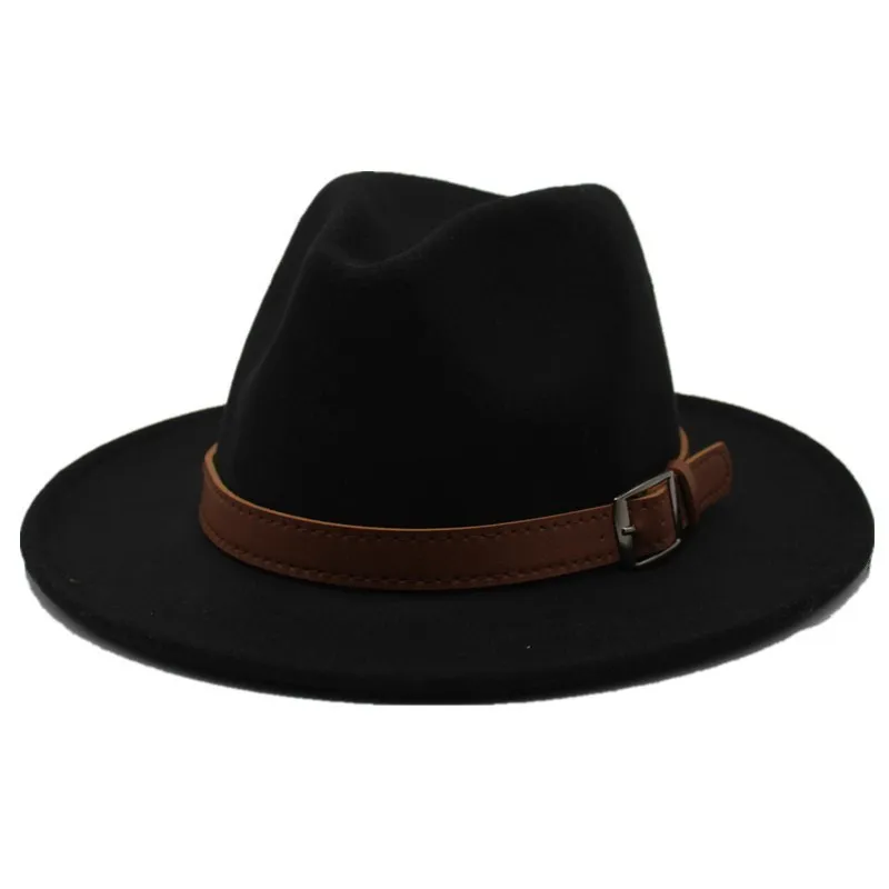 Seioum Spezielle Filzhut Männer Fedora Hüte mit Gürtel Frauen Vintage Trilby Caps Wolle Fedora Warme Jazz Hut Chapeau Femme feutre D190111286i