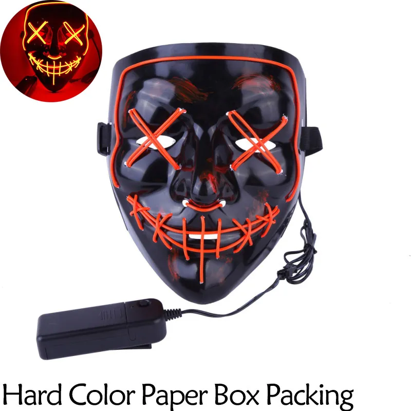 Versand in die USA. LED-Maske, leuchtende lustige Maske aus dem Purge-Wahljahr für Festival, Cosplay, Halloween-Kostüm 2019, Party1235f