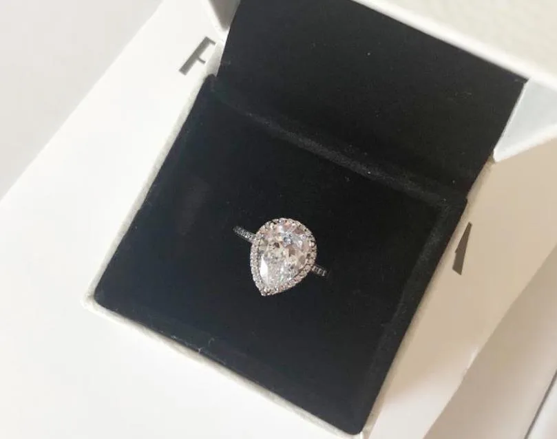 Настоящее кольцо из стерлингового серебра 925 пробы с каплей CZ и бриллиантом с логотипом и оригинальной коробкой, подходит для обручального кольца Pan, обручальные украшения для женщин W1327M