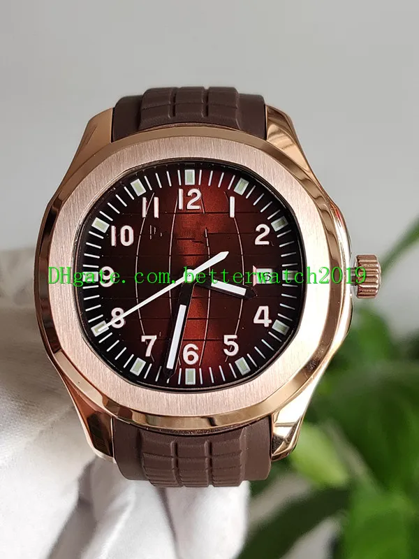 Luxe nouveau Aquanaut 5167R-001 5167R cadran marron asiatique 2813 montre automatique pour homme boîtier en or rose bracelet en caoutchouc marron montre de sport pour hommes 303u