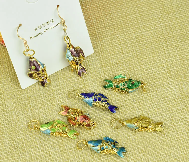 5st 4cm Handcraftsed Livelike Sway Koi Fish Charms Diy Jewelry Making Charm Cloisonne Emamel Lucky Carp Pendant Earnings Armband250w