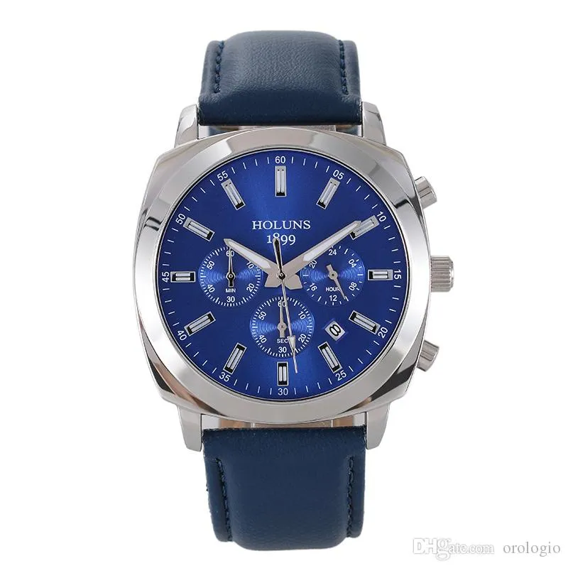 Cwp relógio de luxo masculino marca superior holuns couro genuíno 50m à prova dwaterproof água negócios casual moda relógios quartzo montre homme 007 274l