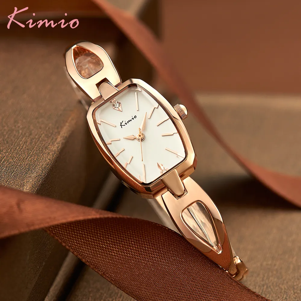 Top Brand Kimio Fashion Women Watchs Square Robe Dimes Bracelet Bracelet Wristwatch Quartz Clock Relogio Feminino Femme Cadeau Box Y270C